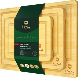 Wood Cutting Board Set of 3 - Bamboo Cutting Board - Kitchen Chopping Board